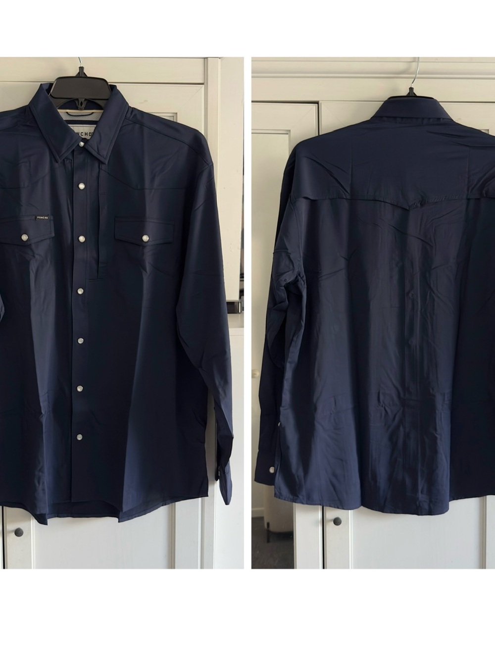 Poncho The Pacifico Long Sleeve Shirt in Navy Size Large Regular Fit